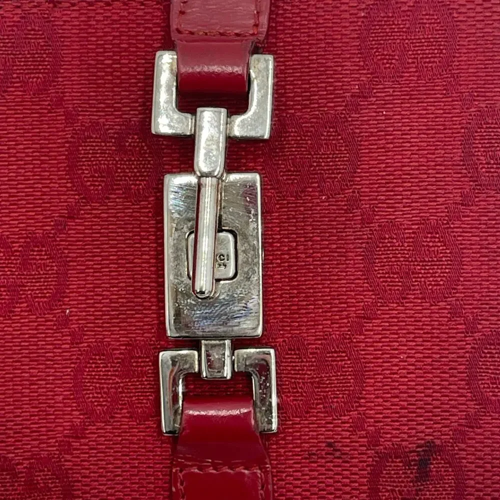 Authentic Gucci Jackie GG Canvas/Leather Compact Wallet Red Silver Closure w/COA - Picture 3 of 15